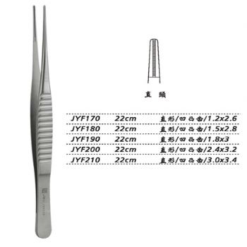 金鐘組織鑷JYF180 22cm 直形 凹凸齒 1.5×2.8